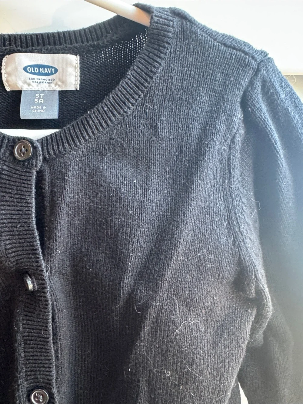 Old Navy Black Kids Button-Front Crewneck Cardigan